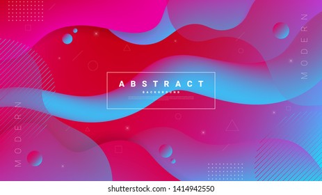 Abstract modern graphic element. Dynamical colored forms and waves. Gradient abstract banner with flowing liquid shapes. Template for the design of a website landing page, poster, or presentation. 