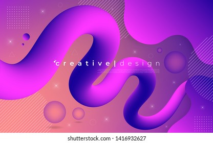 Abstract modern graphic element. Dynamical colored forms and waves. Gradient abstract banner with flowing liquid shapes. Template for the design of a website landing page, poster, or presentation. 