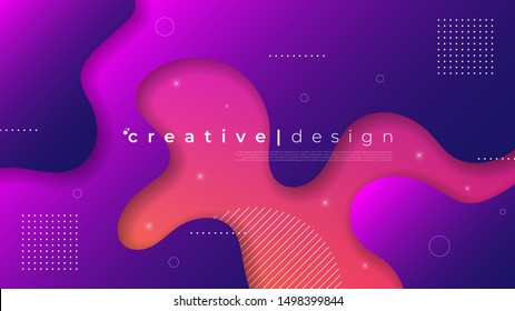 Abstract modern graphic element. Dynamical colored forms and waves. Gradient abstract banner with flowing liquid shapes. Template for the design of a website landing page or background.