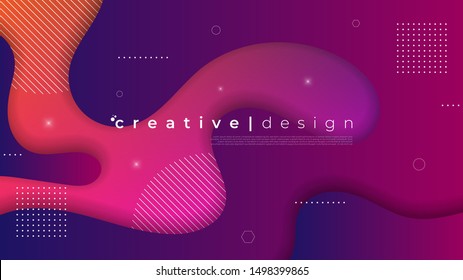 Abstract modern graphic element. Dynamical colored forms and waves. Gradient abstract banner with flowing liquid shapes. Template for the design of a website landing page or background.