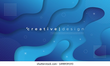 Abstract modern graphic element. Dynamical colored forms and waves. Gradient abstract banner with flowing liquid shapes. Template for the design of a website landing page or background.