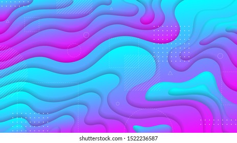 Abstract modern graphic element. Dynamical colored forms and waves. Gradient abstract banner with flowing liquid shapes. Template for the design of a website landing page or background.