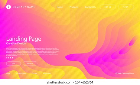 Abstract modern graphic element. Dynamical colored forms and waves. Gradient abstract banner with flowing liquid shapes. Template for the design of a website landing page or background.