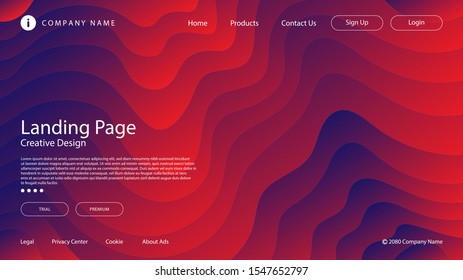 Abstract modern graphic element. Dynamical colored forms and waves. Gradient abstract banner with flowing liquid shapes. Template for the design of a website landing page or background.