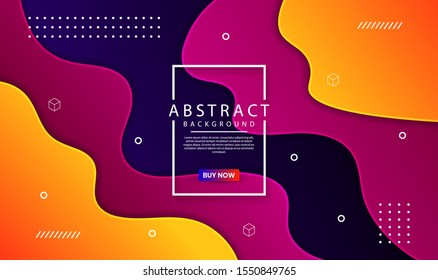 Abstract modern graphic element. Dynamical colored forms and waves. Futuristic design poster and banner. Colorful geometric background with mixing orange, blue, and purple color for landing page.