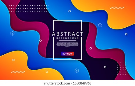 Abstract modern graphic element. Dynamical colored forms and waves. Futuristic design poster and banner. Colorful geometric background with mixing orange, blue, and purple color for landing page.