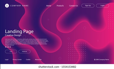 Abstract modern graphic element. Dynamical colored forms and waves. Gradient abstract banner with flowing liquid shapes. Template for the design of a website landing page or background.