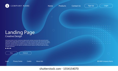 Abstract modern graphic element. Dynamical colored forms and waves. Gradient abstract banner with flowing liquid shapes. Template for the design of a website landing page or background.