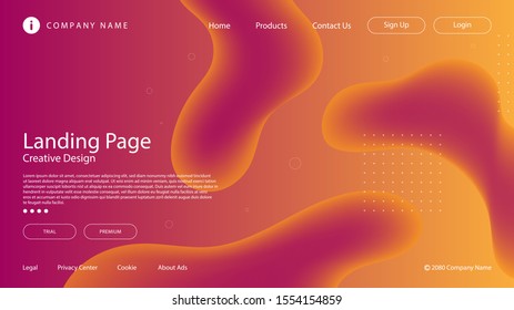 Abstract modern graphic element. Dynamical colored forms and waves. Gradient abstract banner with flowing liquid shapes. Template for the design of a website landing page or background.