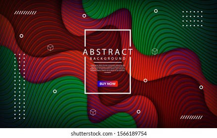 Abstract modern graphic element. Dynamical colored waves with wood cut style. Colorful geometric background with mixing green and red color for landing page, poster, flyer and brochure