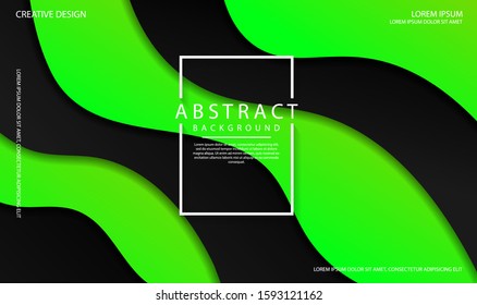 Abstract modern graphic element. Dynamical colored forms and waves. Futuristic design for poster, banner, flyer, ect. Colorful geometric background with mixing black and green color for landing page