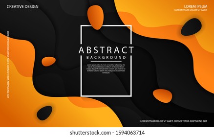 Abstract modern graphic element. Dynamical colored forms and waves. Futuristic design for poster, banner, flyer, ect. Colorful geometric background with mixing black and orange color for landing page