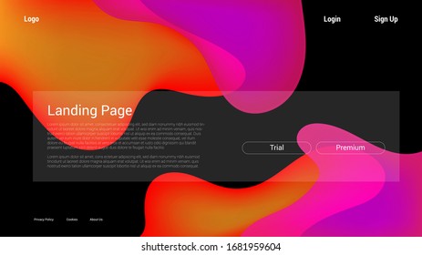 Abstract modern graphic element. Dynamical colored forms and waves. Gradient abstract banner with flowing liquid shapes. Template for the design of a website landing page or background.