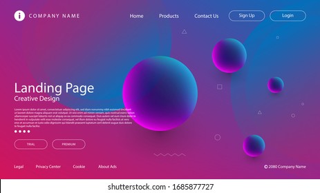 Abstract Modern Graphic Element. Dynamical Colored Forms And Waves. Gradient Abstract Banner With Flowing Liquid Shapes. Template For The Design Of A Website Landing Page Or Background.