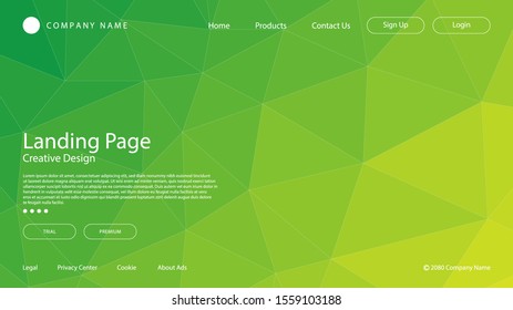 Abstract modern graphic element. Dynamically colored forms and triangles. Gradient abstract banner with triangle mosaic shapes. Template for the design of a website landing page or background.