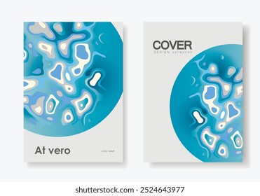 Abstract modern graphic elements. Brochure cover temlates. Dynamical blue forms and sahapes. Vector banners with flowing liquid shapes