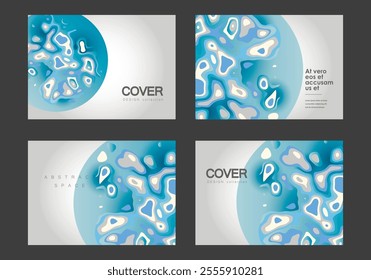 Abstract modern graphic elements. Brochure cover temlates. Dynamical blue forms and sahapes. Vector banners with flowing liquid shapes