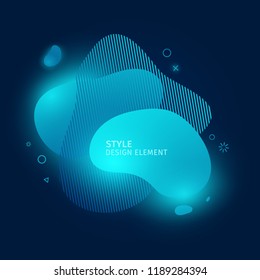 Abstract modern graphic elements. Dynamic blue neon colored cloud forms. Gradient 3d abstract banners with bright flowing liquid shapes. Template for the design of a biology logo, or flyer. Vector