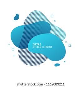 Abstract modern graphic elements. Dynamical blue color  form and line. Gradient abstract banner with plastic liquid shapes. Template for the design of a logo, flyer or presentation. Vector.