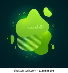 Abstract Modern Graphic Elements. Dynamical Green Neon Colored Forms. Gradient 3d Abstract Banners With Bright Flowing Liquid Shapes. Template For The Design Of A Logo, Flyer Or Presentation. Vector.