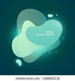 Abstract modern graphic elements. Dynamical green neon colored forms. Gradient 3d abstract banners with bright flowing liquid shapes. Template for the design of a logo, flyer or presentation. Vector.