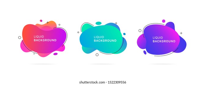 Abstract Modern Graphic Elements. Dynamical Colored Forms And Line. Gradient Abstract Banners With Flowing Liquid Shapes