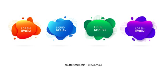 Abstract Modern Graphic Elements. Dynamical Colored Forms And Line. Gradient Abstract Banners With Flowing Liquid Shapes