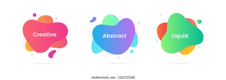 Abstract Modern Graphic Elements. Dynamical Colored Forms And Line. Gradient Abstract Banners With Flowing Liquid Shapes