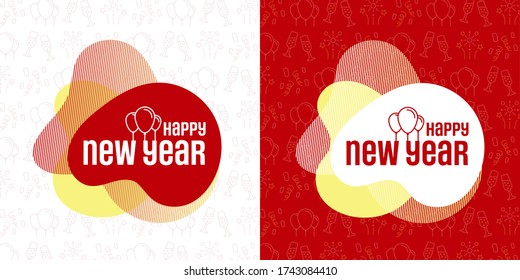 Abstract modern graphic elements. Dynamical colored forms and line. Gradient abstract banners with flowing liquid shapes. Template for the design of a logo, flyer or presentation. happy new year