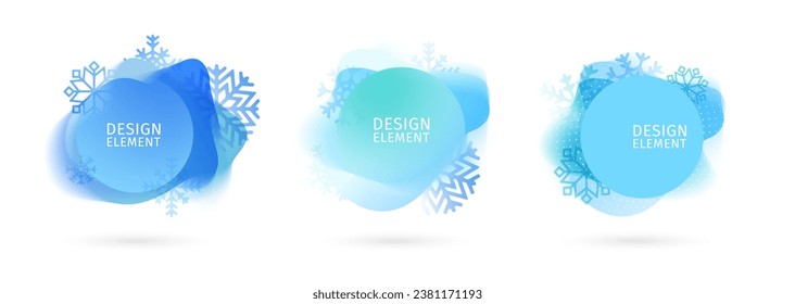 Abstract modern graphic elements. Dynamical colored forms and line for New year. Gradient abstract Christmas banner with snowflakes. Template for the design of a logo, flyer or presentation. Vector