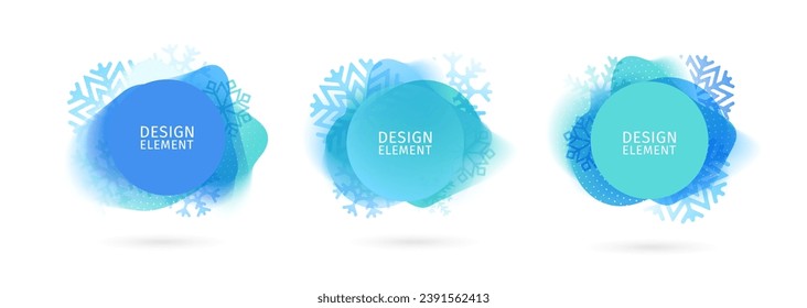 Abstract modern graphic elements. Dynamical colored forms and line for New year. Gradient abstract Christmas banner with snowflakes. Template for the design of a logo, flyer or presentation. Vector