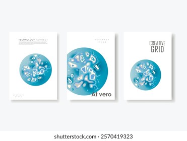 Abstract modern graphic elements. Dynamical blue forms and sahapes. Vector banners with flowing liquid shapes