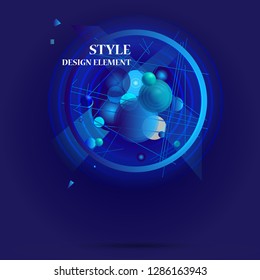 Abstract modern graphic elements resembling structure of the atom. Dynamical blue colored forms. Gradient 3d abstract banners with bright shapes. Template for the design of a lo