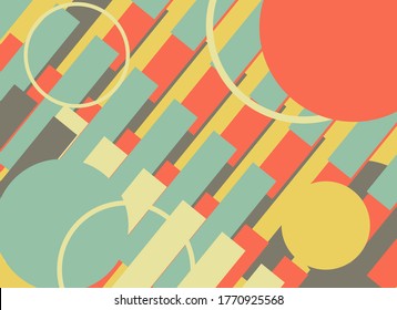 Abstract modern graphic elements. Technology concept. Vintaga geometry pattern. Abstract background with pastel colors. Retro and trendy for cover, banner, backdrop, presentation, card and also poster