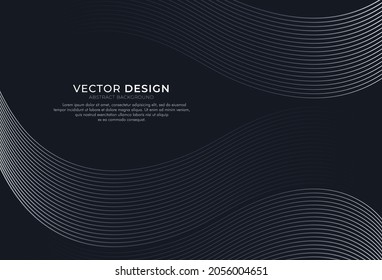 Abstract modern gray wave line on black background. Minimal style simple texture creative design. Futuristic concept. Suit for poster, cover, banner, flyer, brochure, presentation