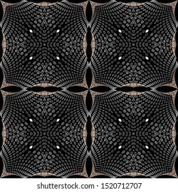 Abstract modern greek vector seamless pattern. Ornamental circles background. Repeat grid backdrop. Greek key meanders ornament. Endless ornate texture. Elegance design. For fabric, prints, textile.