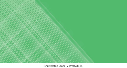 Abstract modern green banner background with diagonal stripes and dot halftone. 