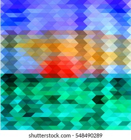 abstract modern green blue red geometric pattern, texture mosaic of triangles, vector illustration