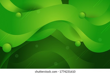Abstract modern green dynamic fluid background design.