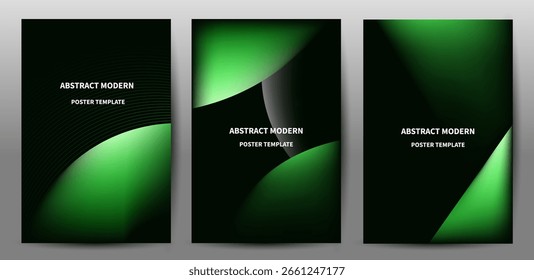 Conjunto de Plantilla de póster de degradado verde moderno Abstractas