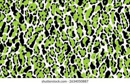 Abstract modern green leopard seamless pattern. Animals trendy background. Color decorative vector illustration, card, postcard. Leopard skin pattern, wild animal leather seamless design.