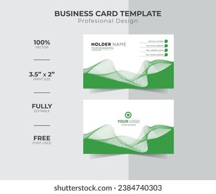 abstract and modern green wave business card vector design
