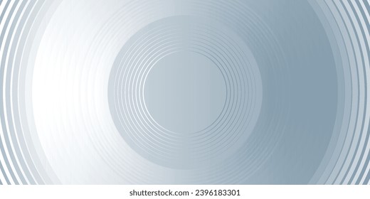 Abstract modern grey gradient background with circle lines. Elegant geometric lines pattern. Futuristic technology concept. Horizontal banner template