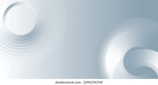 Abstract modern grey gradient background with circle lines. Elegant geometric lines pattern. Futuristic technology concept. Horizontal banner template