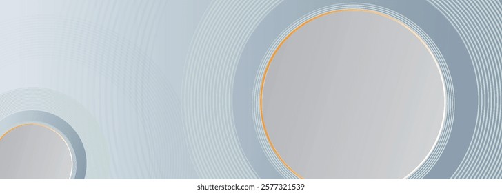 Abstract modern grey gradient background with circle lines. Elegant geometric lines pattern. Futuristic technology concept. Horizontal banner template. Suit for cover, poster, banner, brochure, web