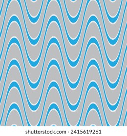 abstrakte moderne graue Wellenlinien-Kunst auf Blau.