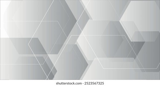 Abstract modern grey and white technology geometric corporate design background, vector.
