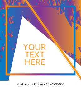 Abstract modern grunge texture with geometric frames in purple, blue & orange