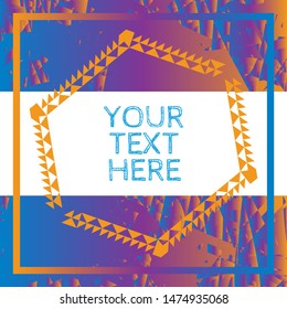 Abstract modern grunge texture with geometric frames in purple, blue & orange