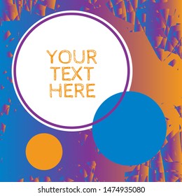 Abstract modern grunge texture with geometric frames in purple, blue & orange